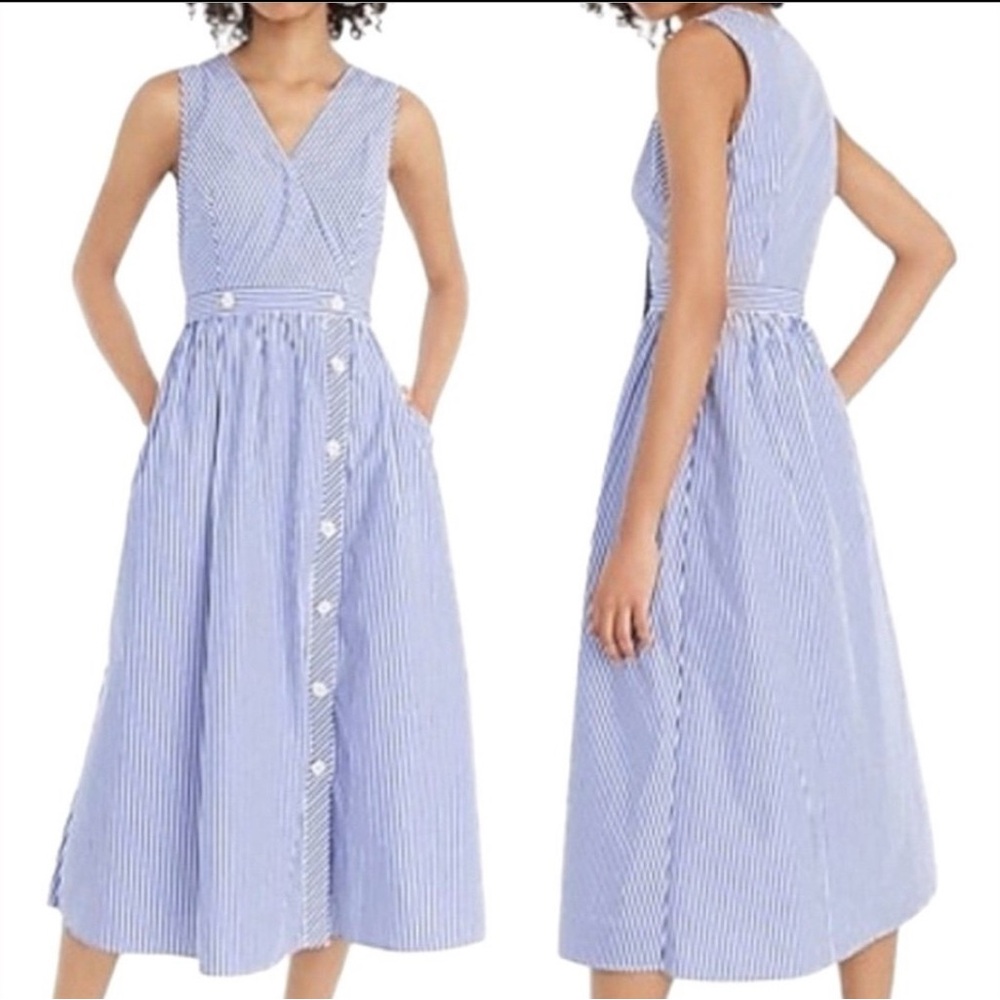J Crew Blue Striped Sleeveless Dress Size 4